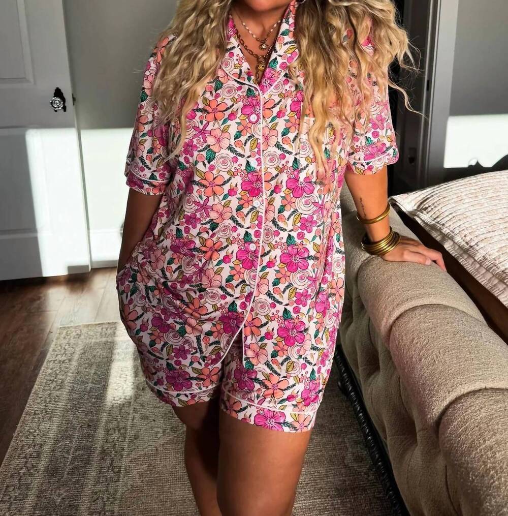 NEW BLAKELEY overnight sweetie high-rise pajama set in floral